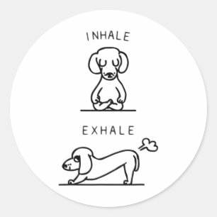 Adesivo Inale Exale Dachshund Yoga