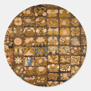 Adesivo Inclinação Floral Bordada Vintage com Animais