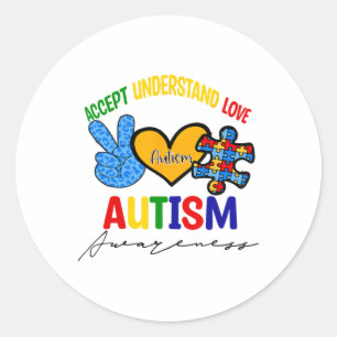 Adesivo Incrível Autismo Suporte Paz Amor Aceita Autismo A