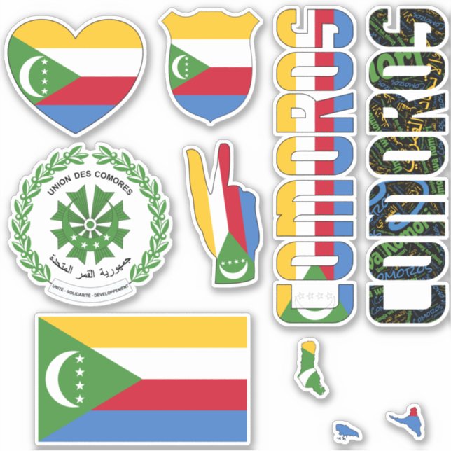 Adesivo Incrível Comores Forme Símbolos Nacionais (Frente)