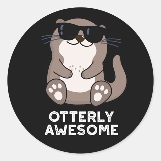 Adesivo Incrível e Engraçado, Animal Otter Pun Dark BG (Frente)