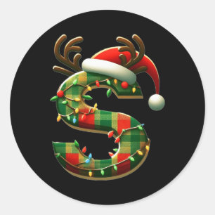 Adesivo Incrível - Letra S Santa Hat Monograma Nome inicia