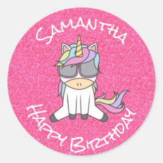 Adesivo Incrível Trendy Unicorn Party Glitter Pastel Rosa