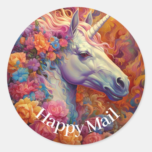 Adesivo Incrível Unicorn Happy Mail (Frente)