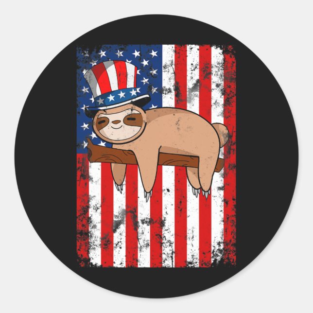 Adesivo Independência De Bandeiras Americanas Cute Sloth (Frente)