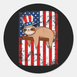 Adesivo Independência De Bandeiras Americanas Cute Sloth