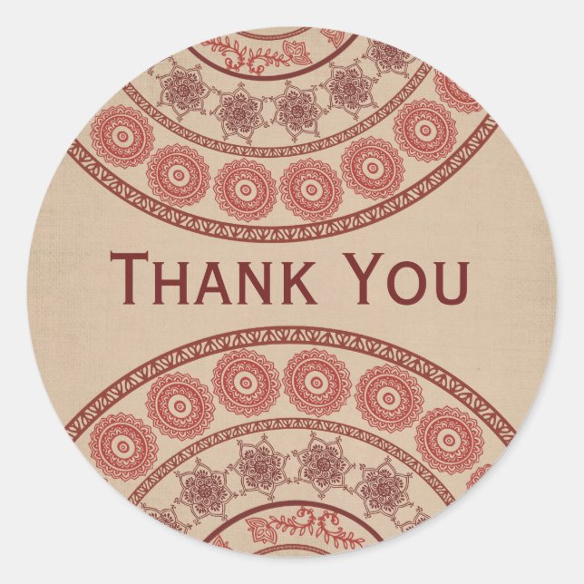 Adesivo Indian Henna Mehndi Wedding Oval Sticker (Frente)