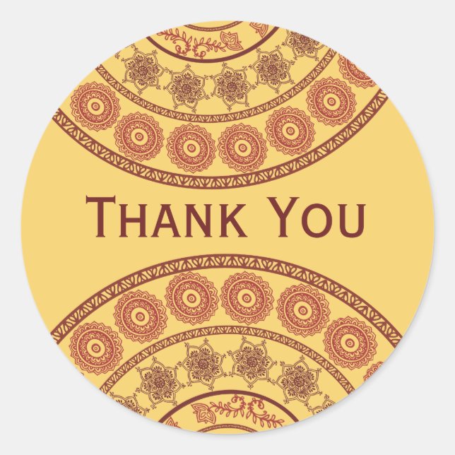 Adesivo Indian Henna Mehndi Wedding Oval Sticker (Frente)