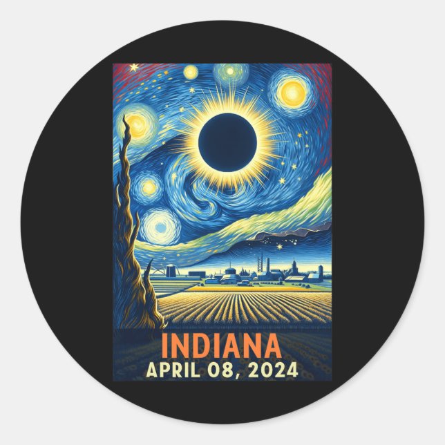 Adesivo Indiana Total Solar Eclipse 2024 Starry Night Van (Frente)