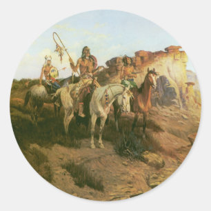 Adesivo Indianos do vintage, predadores da pradaria,