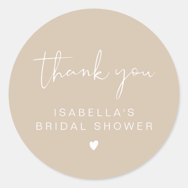 Adesivo INDIE Boho Bege Bridal Shower Agradecimento  (Frente)