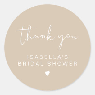 Adesivo INDIE Boho Bege Obrigado por Comparecer ao Chá de 