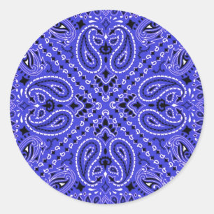 Adesivo Indigo Blue Paisley Western Bandana Scarf Impressã