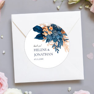 Adesivo Indigo Floral Wedding Obrigado