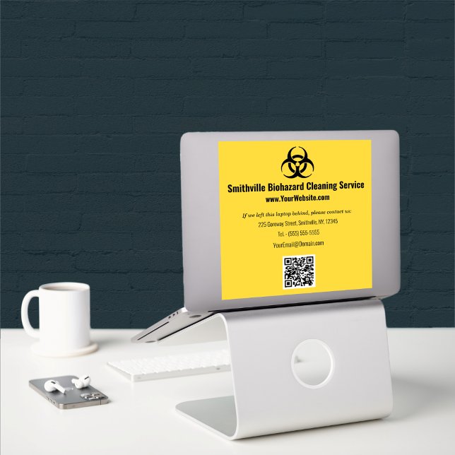 Adesivo Indústria de risco biológico - Preto em fundo amar (Biohazard Industry - Black on a yellow background Sticker by Office Accessories Shop)