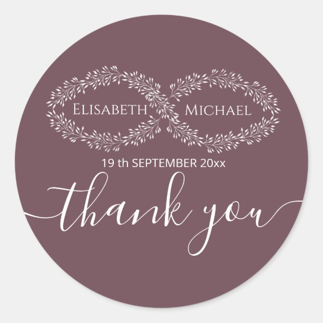 Adesivo Infinity burgundy botânica romântica elegante (Frente)