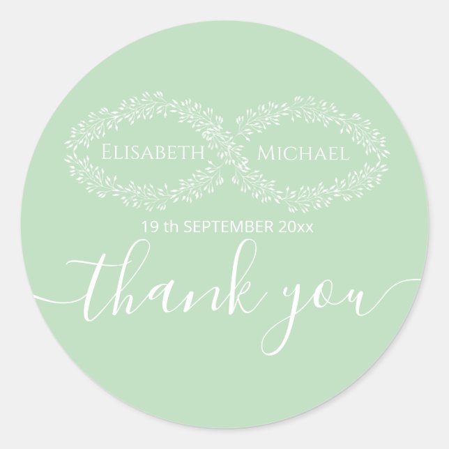 Adesivo Infinity neo mint botânico romântico elegante (Frente)