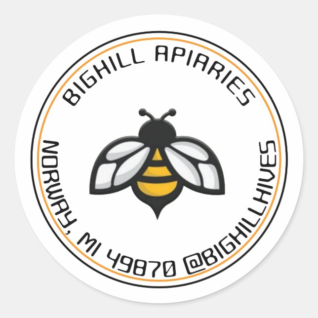 Adesivo Informações de contato do apicultor amarelo de mel (Frente)
