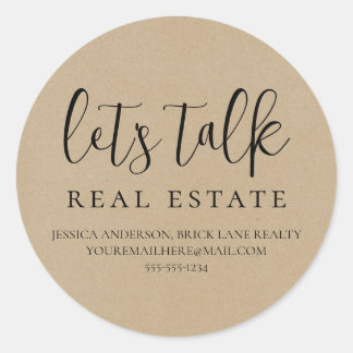 Adesivo Informações de Contato do Kraft Paper Talk Imóveis