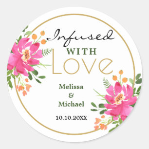 Adesivo Infusitado Com Amor Casamento Floral Rosa