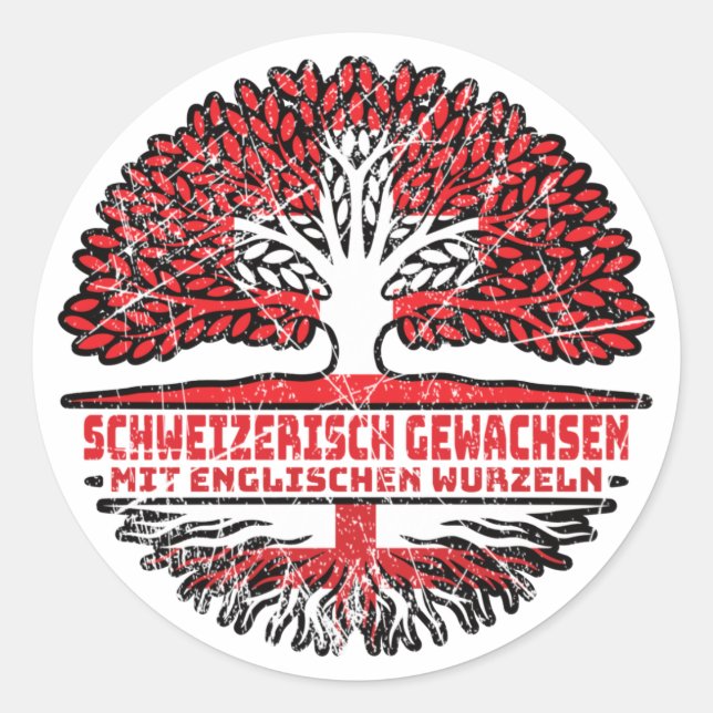 Adesivo Inglaterra Englisch Schweizer Schweiz Baum Wurzel (Frente)