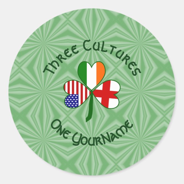 Adesivo Inglaterra Irlanda EUA Shamrock Flag Personalizado (Frente)