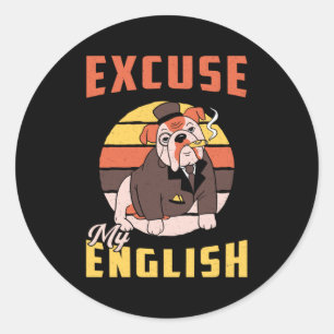 Adesivo Inglês Buldog Com licença Meu Inglês Vintage En