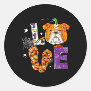 Adesivo Inglês Bulldog Pumpkin Graphkin Art Dog Lover