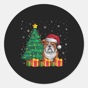 Adesivo Inglês Bulldog Santa Hat As Luzes De Natal