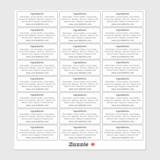 Adesivo Ingrediente de produto para pequenas empresas com