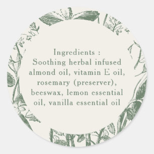 Adesivo Ingredientes Apenas Produto Verde Botânico Sage