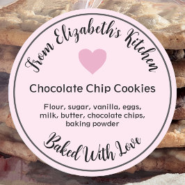 Adesivo Ingredientes Caseiros para Produtos Assados Coraçã