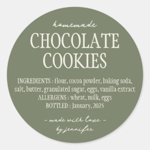 Adesivo Ingredientes da Lei de Algodão da Comida Verde