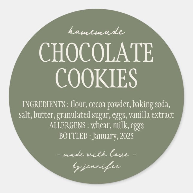 Adesivo Ingredientes da Lei de Algodão da Comida Verde (Frente)