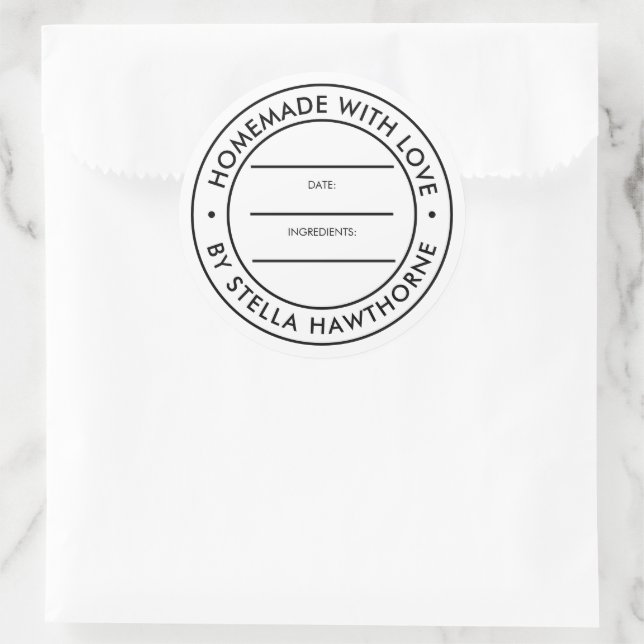 Adesivo Ingredientes Data Nome Personalizado Feito à Mão C (Bolsa)