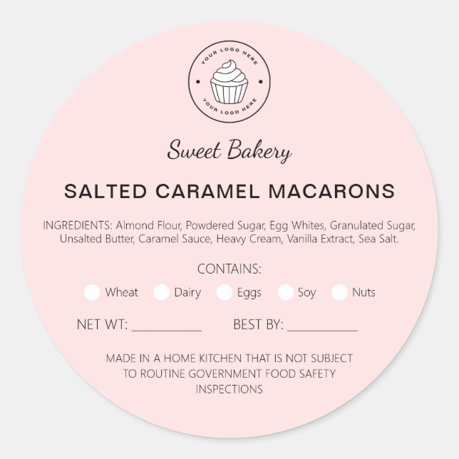 Adesivo Ingredientes de Macarons da Lei de Alimentos da Co (Frente)