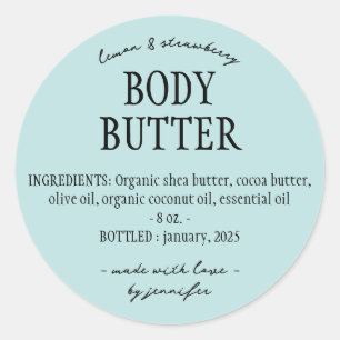 Adesivo Ingredientes de Manteiga Corporal Caseira Azul
