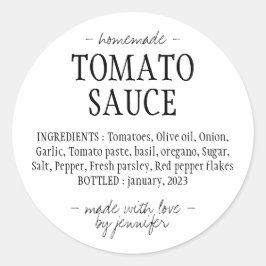 Adesivo Ingredientes de Molho de Tomate Caseiro em Pote de