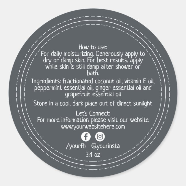 Adesivo Ingredientes de produtos de beleza empresarial org (Frente)