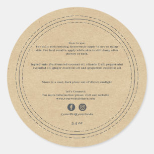 Adesivo Ingredientes de Produtos de Beleza Orgânicos Kraft