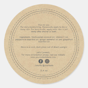 Adesivo Ingredientes de Produtos de Beleza Orgânicos Kraft