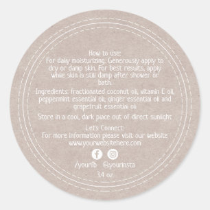 Adesivo Ingredientes de Produtos de Beleza Orgânicos Kraft