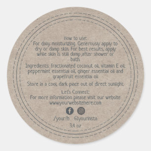 Adesivo Ingredientes de Produtos de Beleza Orgânicos Kraft