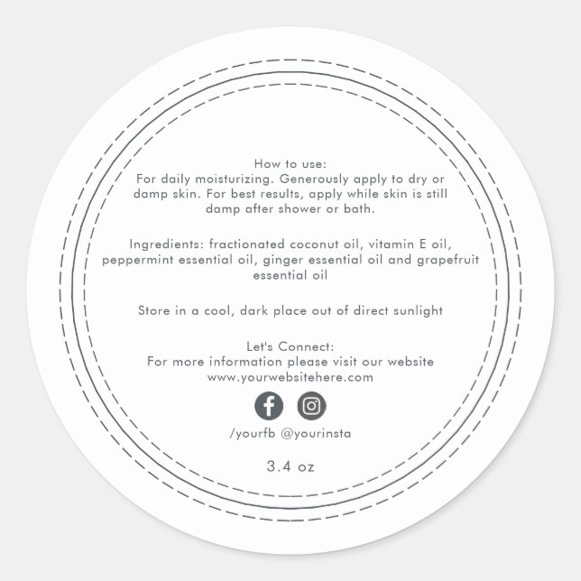 Adesivo Ingredientes de Produtos de Beleza Orgânicos para  (Frente)