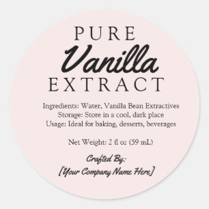 Adesivo Ingredientes do Extrato de Baunilha Puro Rosa