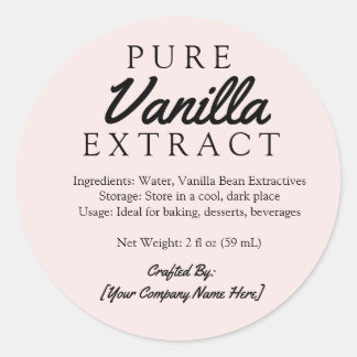 Adesivo Ingredientes do Extrato de Baunilha Puro Rosa