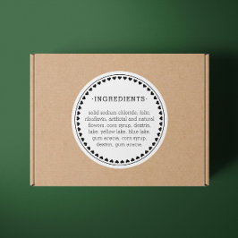 Adesivo Ingredientes para o coração Rotulagem do produto