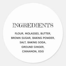 Adesivo Ingredientes Personalizados Gingercake Cookies cas