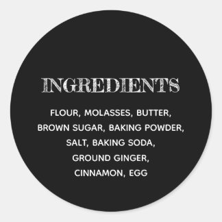 Adesivo Ingredientes personalizados preto e branco