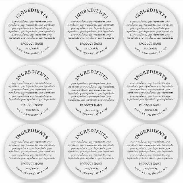 Adesivo Ingredientes Produto Rótulo transparente de vinilo (Frente)